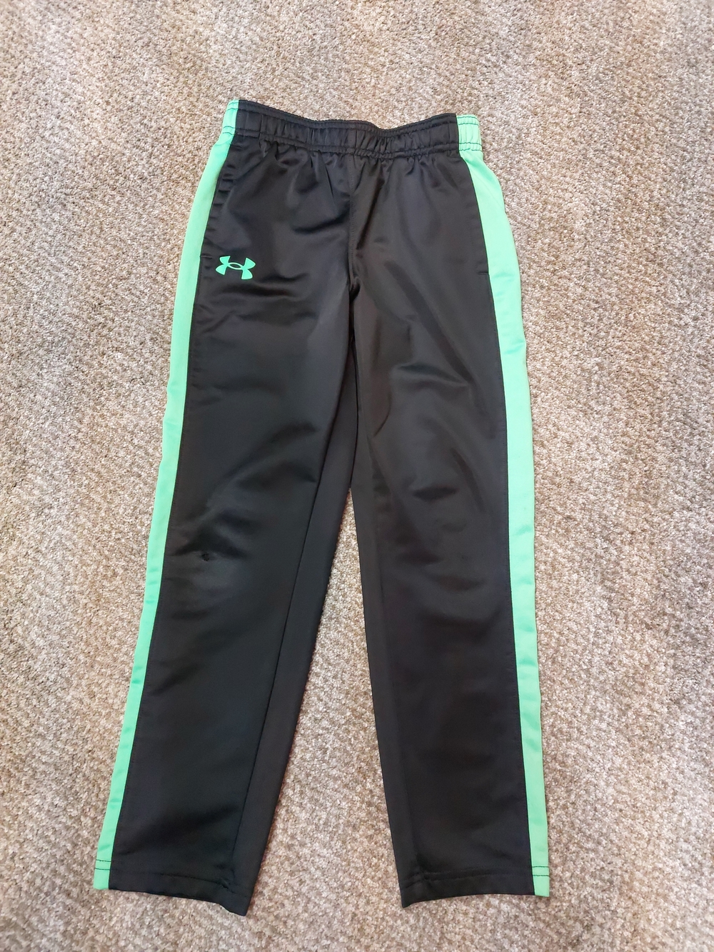 Boys Under Armour Black Sweatpants with Mint Green Side Stripes